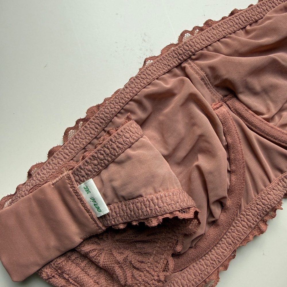Aerie Chocolate Lace Bandeau Strapless Mocha Tan Soft Bra Bralette - Picture 4 of 4